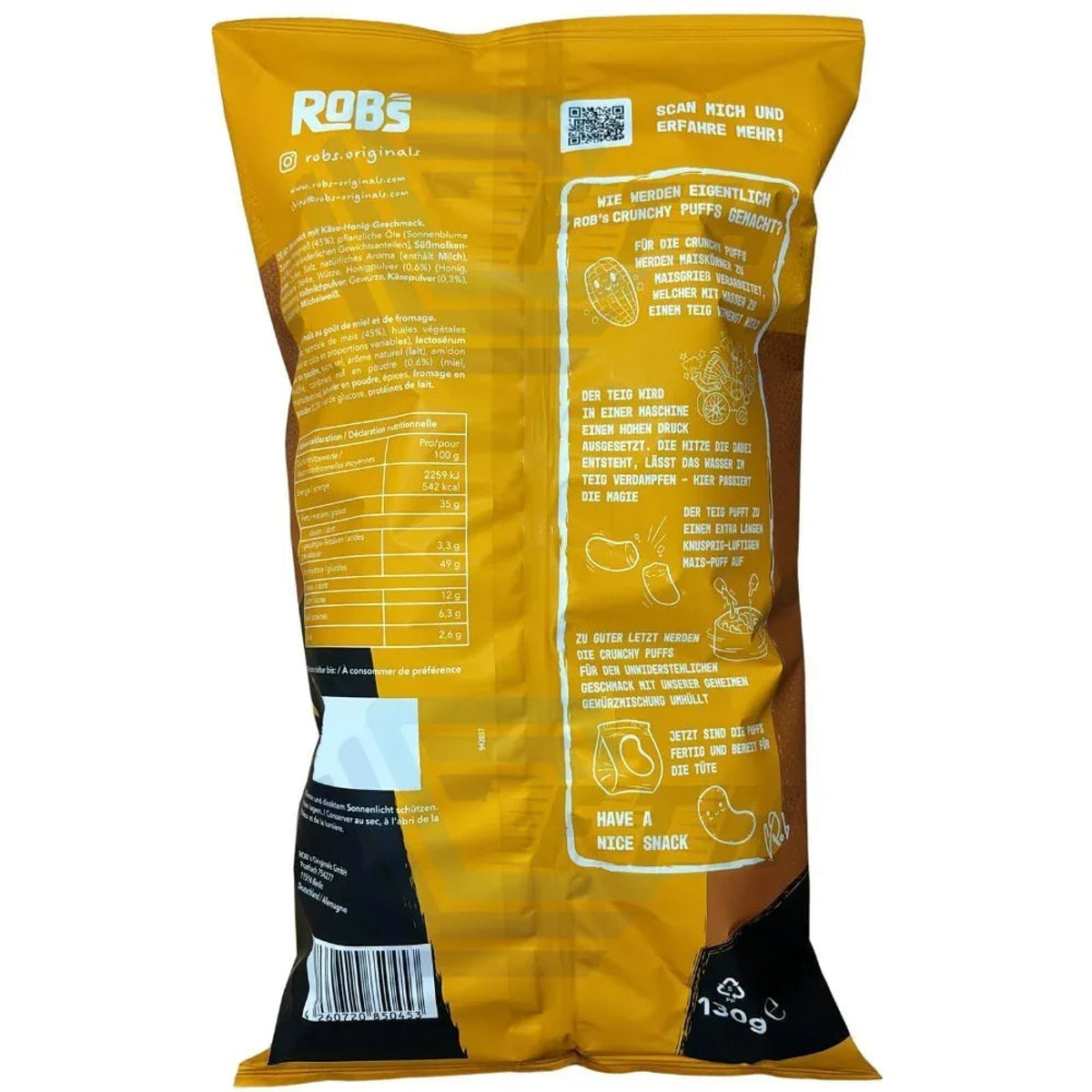 Rob`s Crunchy Puffs | Bigger, Better, Crunchy | Honey & Cheese 130g | 58c806-2