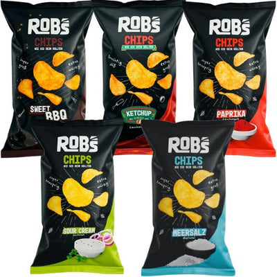 Rob's Chips Sweet BBQ, Ketchup, Paprika, Sour Cream, Meersalz, 5x 120g - Foodtrade-Handel.de