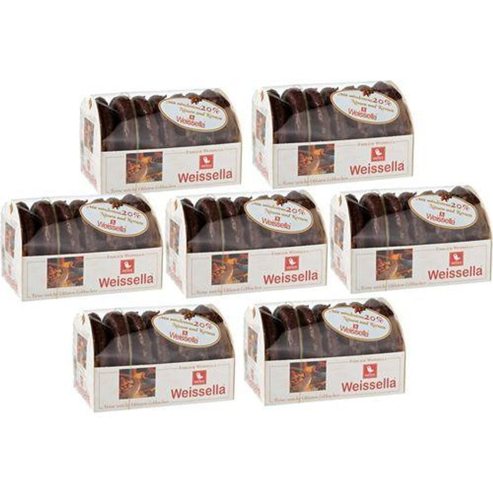 WEISS 7x 200g Weissella Oblaten Lebkuchen Zartbitter 20% Nüsse 1,4 Kg