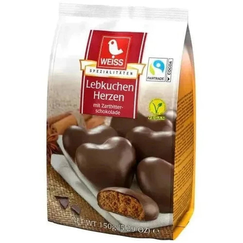 WEISS Lebkuchenherzen mit Zartbitterschokolade 150g