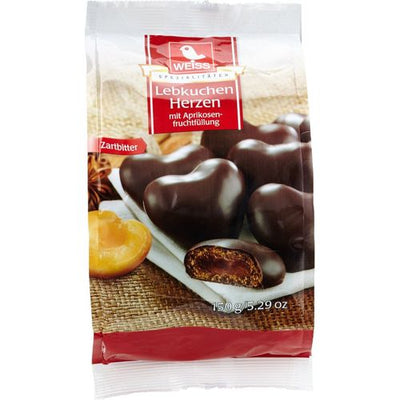 Weiss 150g gefüllte Zartbitter Lebkuchen Herzen vegan 150g - Foodtrade-Handel.de