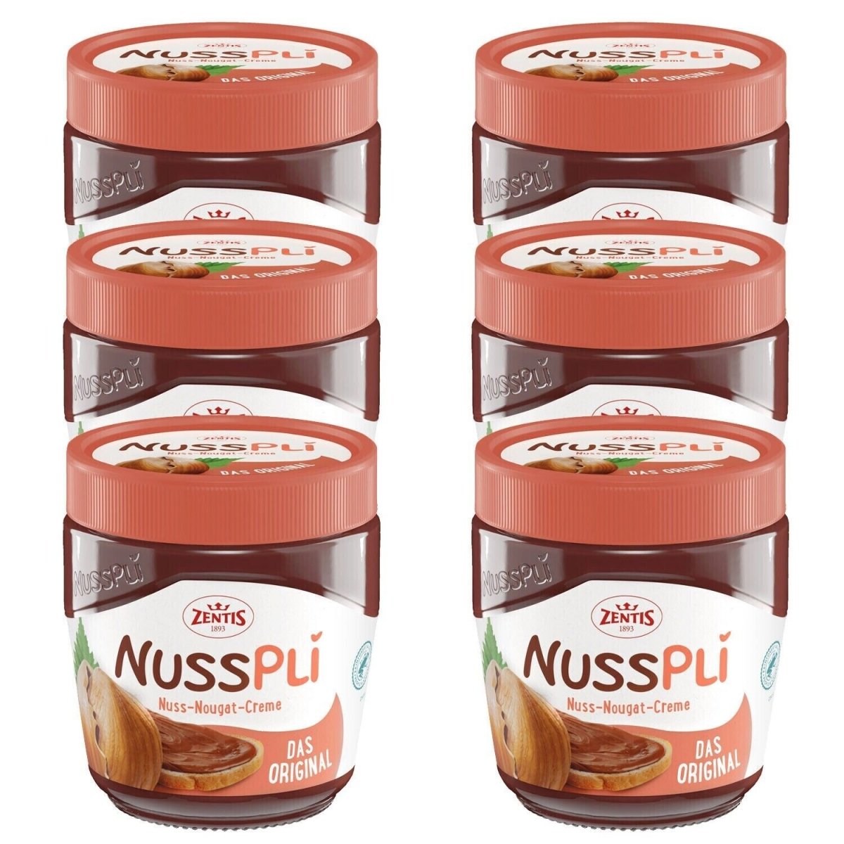 Zentis Nuss Nougat Creme | Nusspli - Das Original im Glas | 6x 400g - Foodtrade-Handel.de